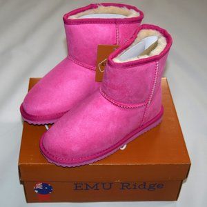 EMU RIDGE AUSTRALIA Kirby Mini Pink Faux Suede Pull On Boots 13 **NEW**